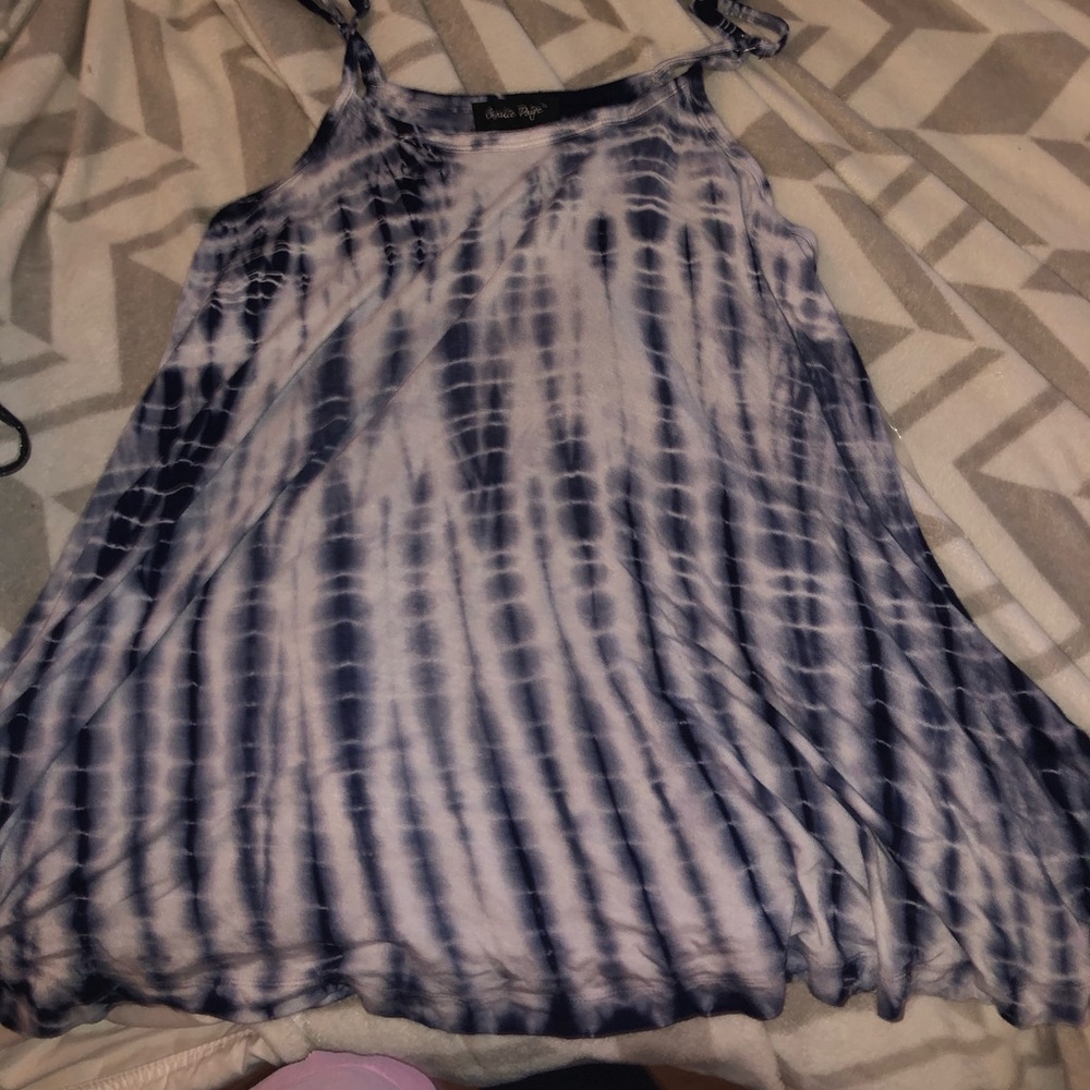 Blue and white tie dye tank top